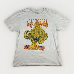 Def Leppard 1983 USA Tour Retro T-Shirt 80's RockTee Off-White / Cream Sz L